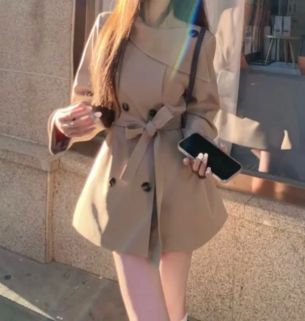 【MIU系千金】UM家2025秋网红新款老钱风短款韩版通勤风衣外套女