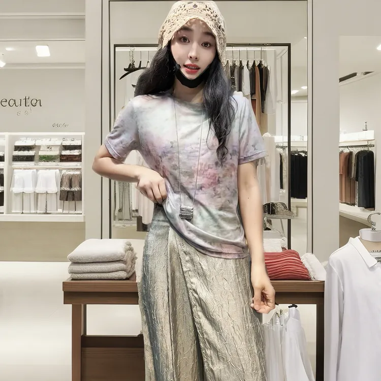 363幻色入侵 夏季弹力网纱扎染工艺短袖T