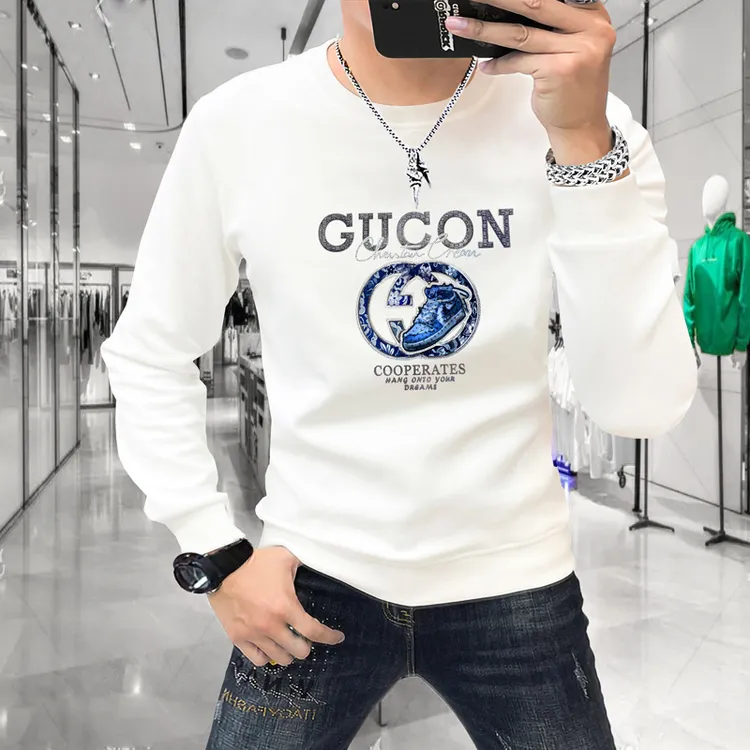 烫钻男装青年卫衣舒适保暖欧货潮牌衣男士长袖卫衣潮流3D工艺轻奢