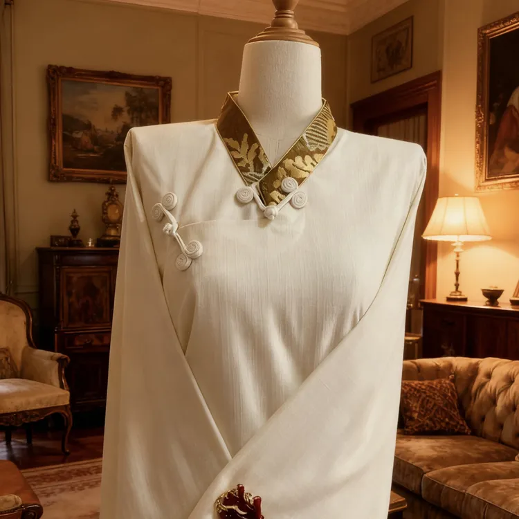 藏族风格女士秋季棉麻V领衬衫 袖口两穿百搭锅庄舞上衣