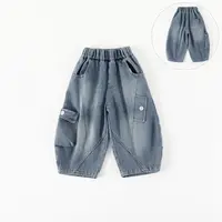 【软牛仔】儿童牛仔裤春秋新款男童长裤韩版拼接工装裤子CK329