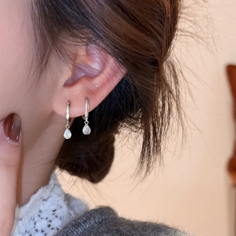 925银耳饰 水滴耳环小众设计感气质简约百搭耳饰冷淡风高级感耳钉