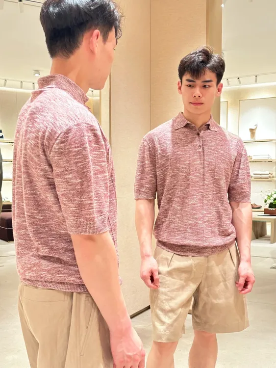 贝帅演绎！意式高奢亚麻花纱POLO衫男女宽松轻商务休闲老钱风短袖