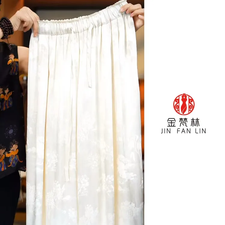 【湖心亭】宽版重磅花萝提花新中式中国风复古中年休闲阔腿裤洋气