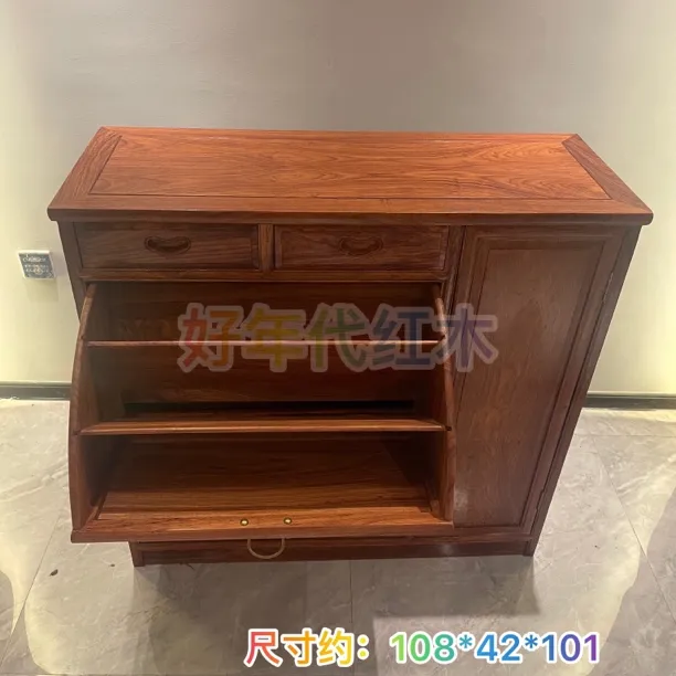 红木家具原木鞋柜新中式刺猬紫檀鞋柜实木储物柜收纳柜置物柜家用
