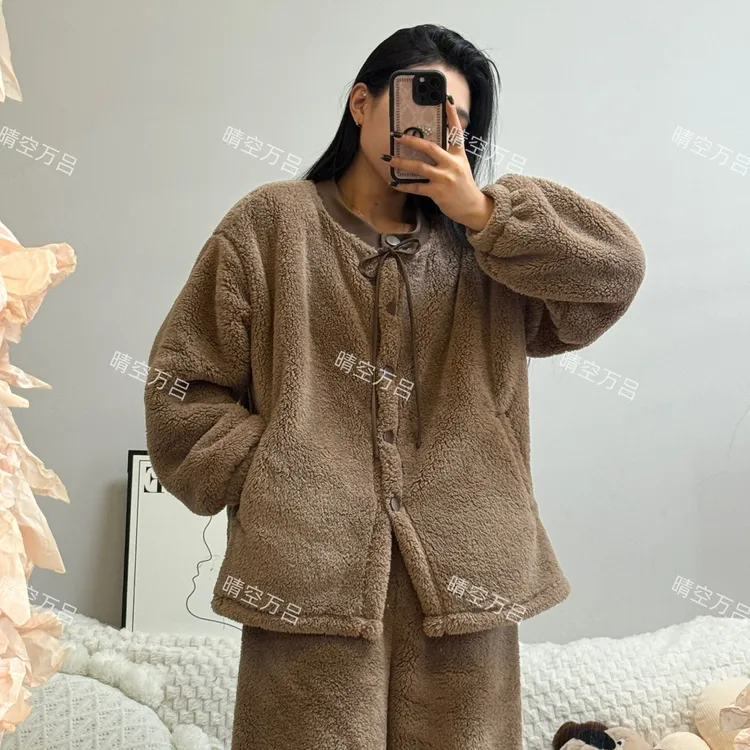 【高品质】韩系睡衣秋冬季母女北羔绒加厚睡衣女家居服冬款宽松2025