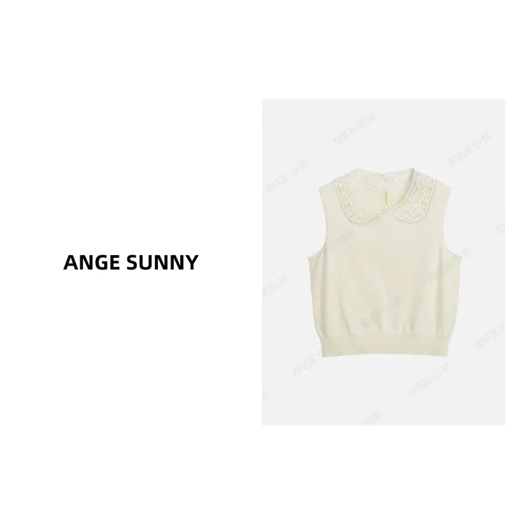 ANGE SUNNY【娃娃领羊毛背心】时尚新款 轻奢百搭针织无袖上衣