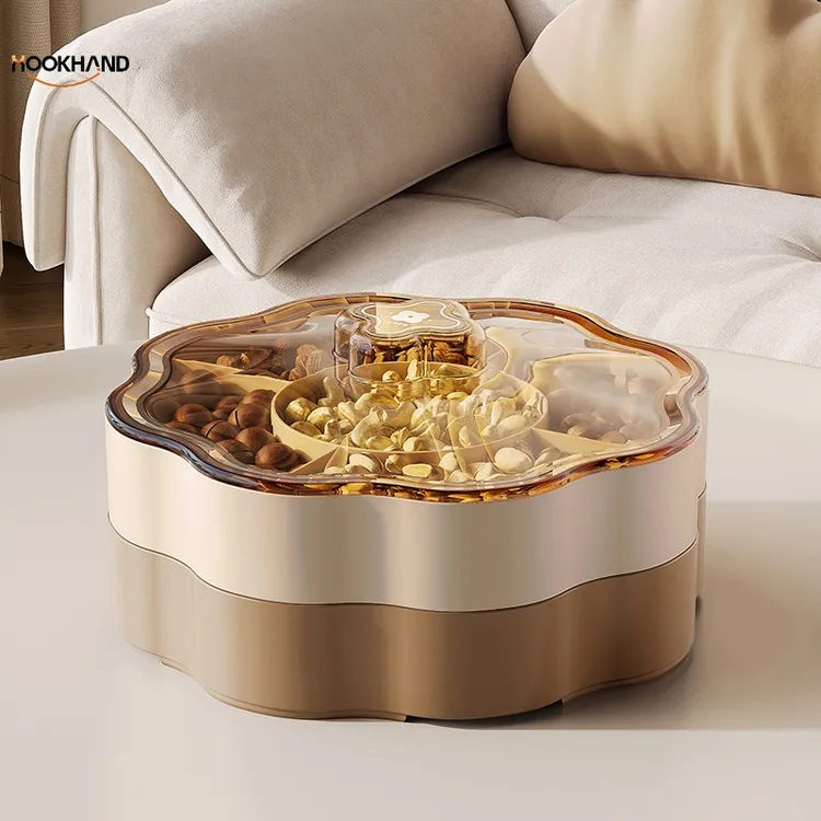 糖果盒家用带盖轻奢高档水果盘零食摆放盘干果盒坚果收纳盒客厅