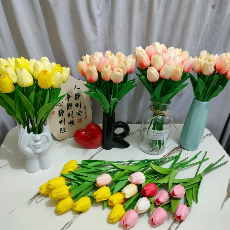 ins仿真郁金香装饰仿真花客厅摆件餐桌花束拍照道具摆设假花