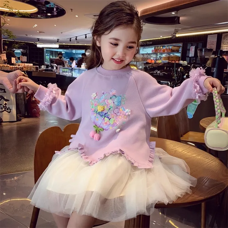 女童连衣裙秋季2025新款宝宝小女孩早秋长袖秋装洋气时髦卫衣裙子