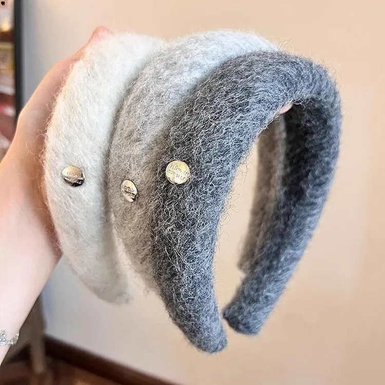 2025新款秋冬名媛赫本风毛绒高级感法式复古宽边头箍高颅顶发箍女