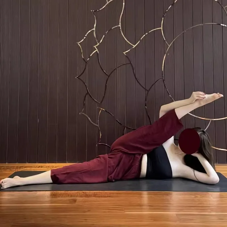 2025年春夏新款尼泊尔萝卜裤内观流瑜伽裤酒红色宽松松裤训练棉麻