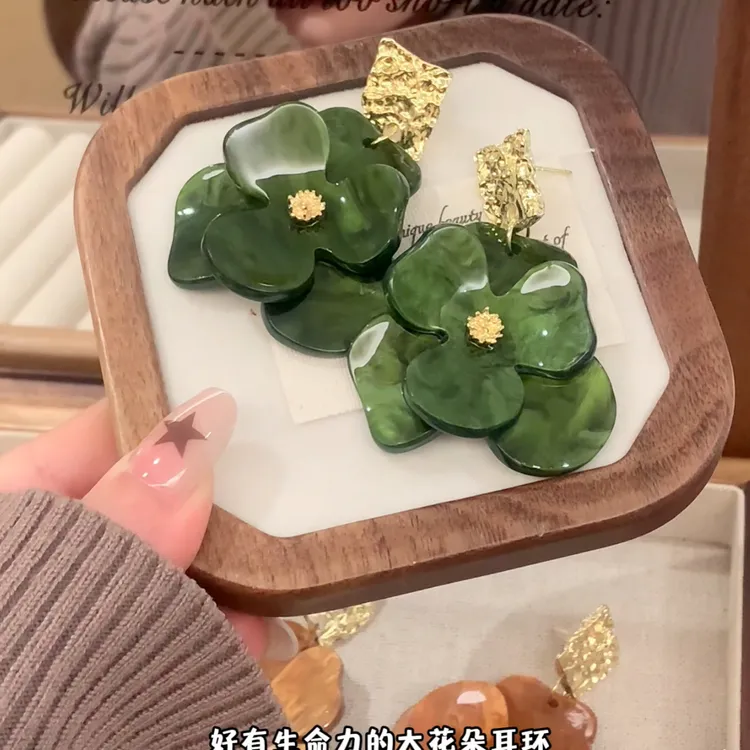 合金亚克力耳饰 慵懒风拿捏~法式复古度假风耳环超仙简约高级耳饰