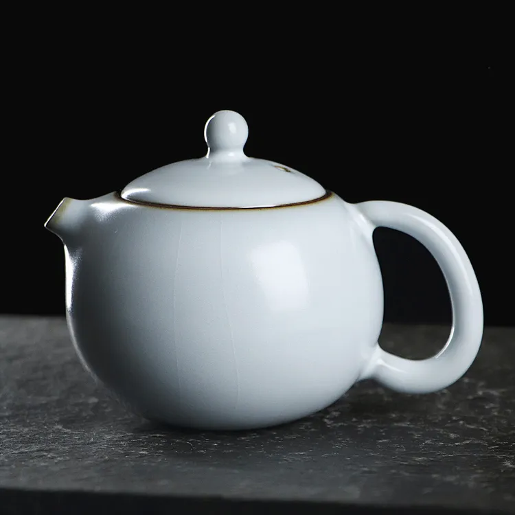 凝香阁 茶养开片铁胎月白汝窑河豚西施壶 家用简约中式创意泡茶壶