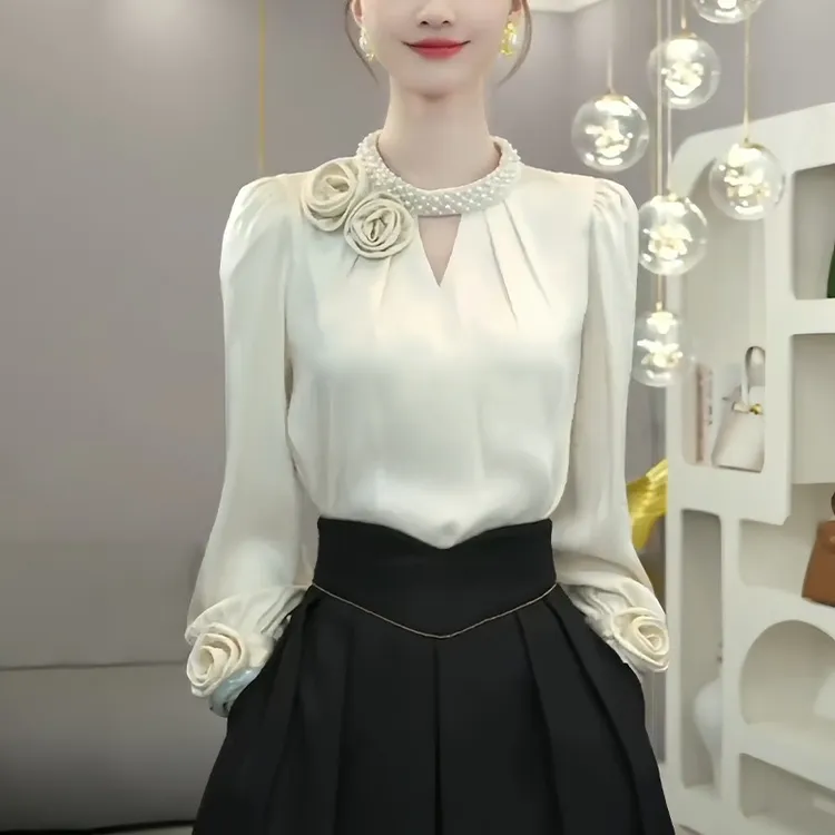 法式气质衬衫女士2025春秋季新款设计感高级洋气显瘦别致小衫上衣