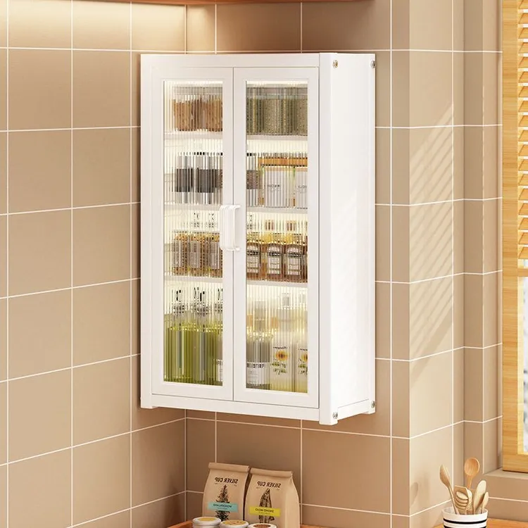 厨房壁挂防尘带门调料架家用多功能调料收纳柜免打孔调味品收纳架