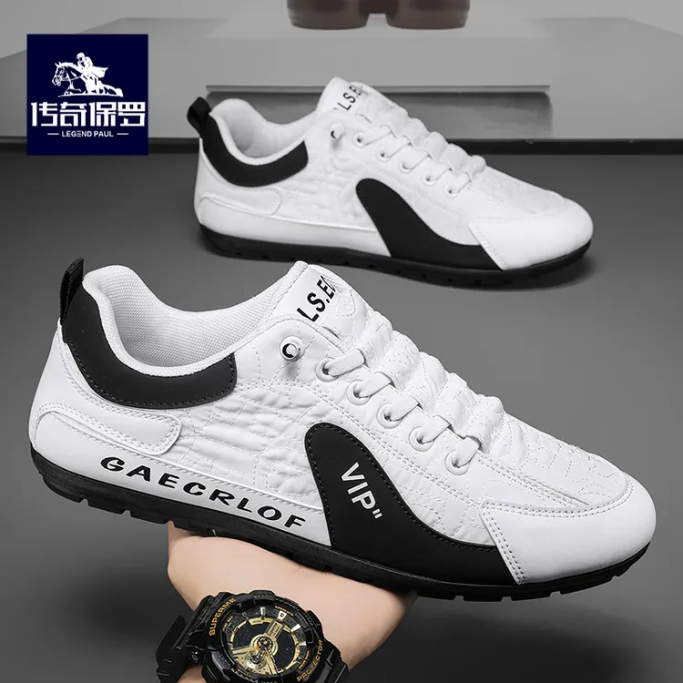 传奇保罗男鞋夏季新款运动休闲板鞋透气百搭防滑男士一脚蹬豆豆鞋