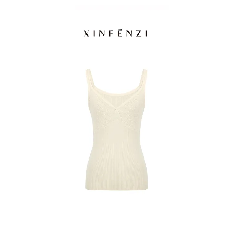 【超赞吊带】XINFENZI 16针全毛半精纺V领吊带上衣 51162
