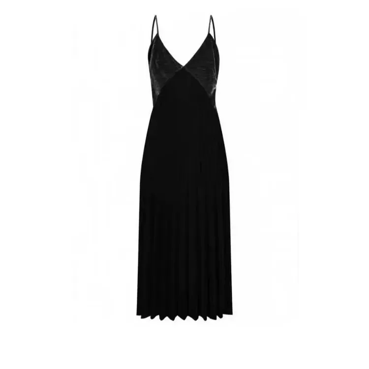 肉肉家*大码法式赫本风百褶吊带裙