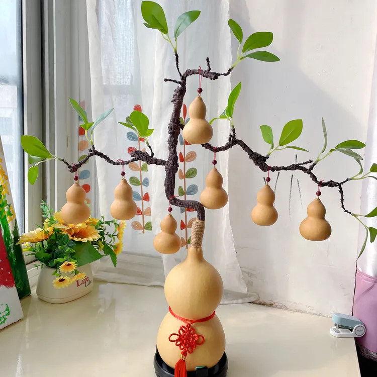一个藤上七个葫芦娃造型居家吉祥摆件用于窗台玄关茶台装饰