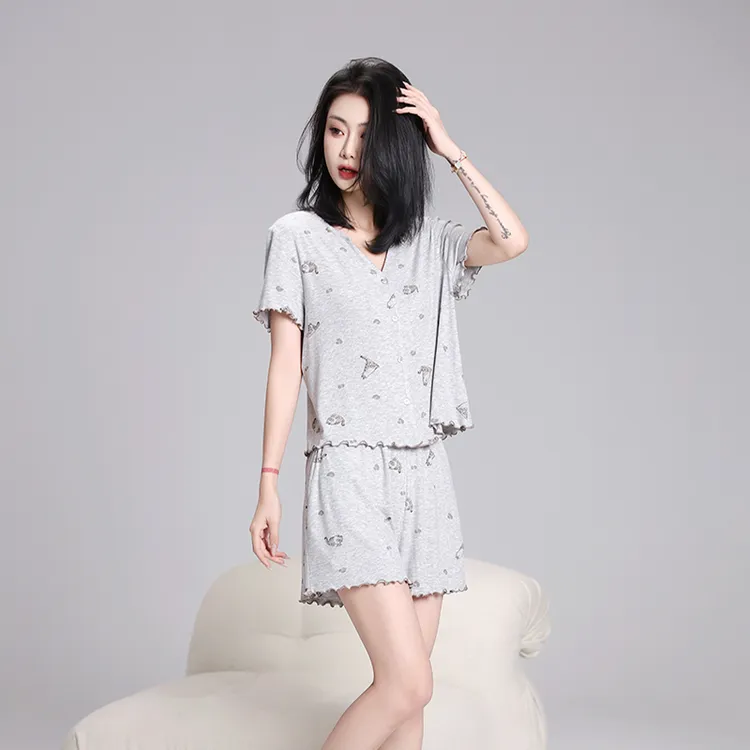 碧绒2025新款睡衣女夏季短袖短裤薄款休闲风夏天可外穿家居服套装