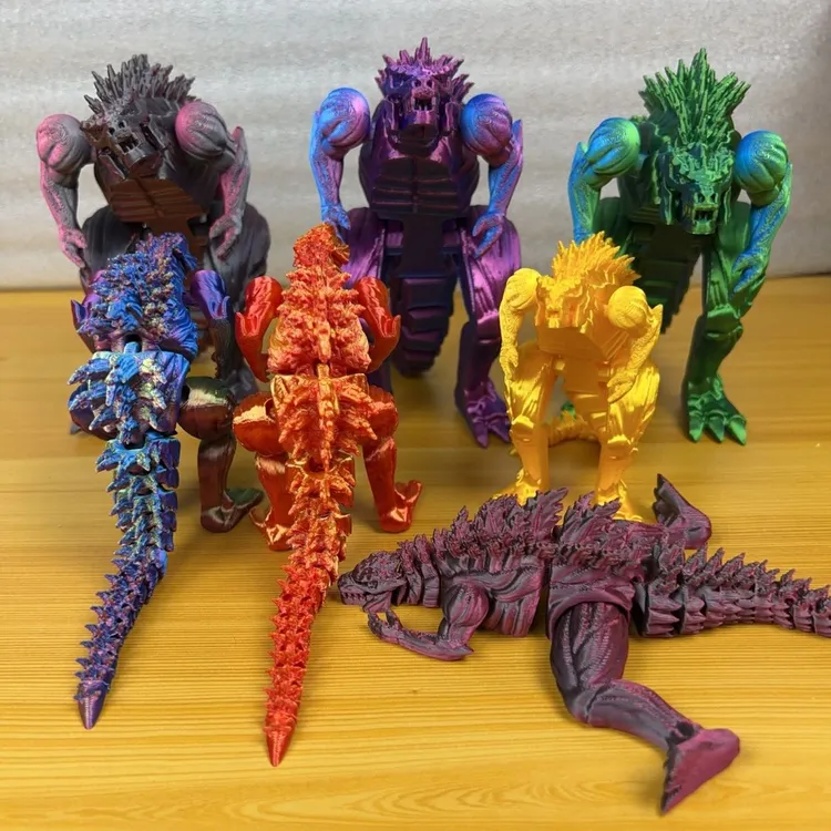 3D打印哥斯拉恐龙关节可活动创意怪兽模型摆件夜光龙儿大号礼物
