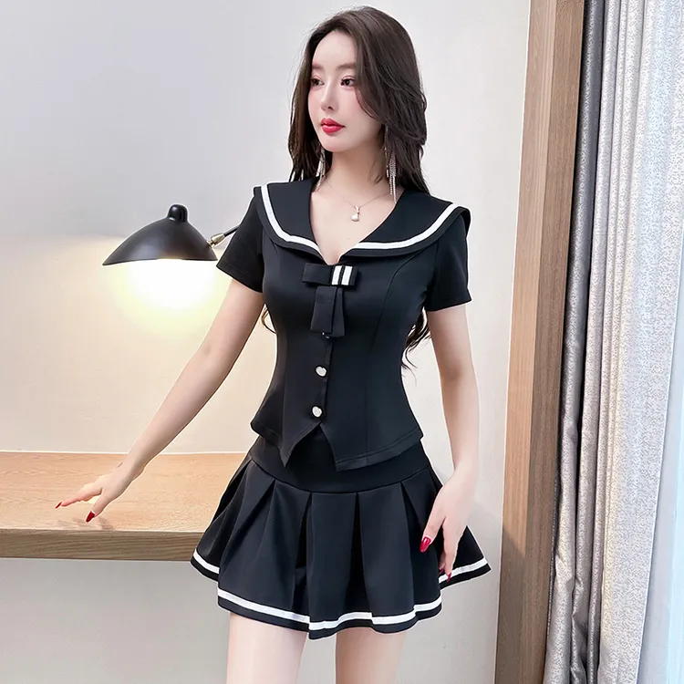足浴技师工作服2025新款百褶裙养生馆会所夜场上班足疗工作服套装