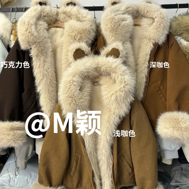 8407～美式镜面小猫耳加绒外套