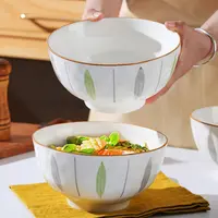 【咏柳7英寸大汤碗2支装】餐具创意大汤碗碗碟餐具面碗釉下彩陶瓷碗