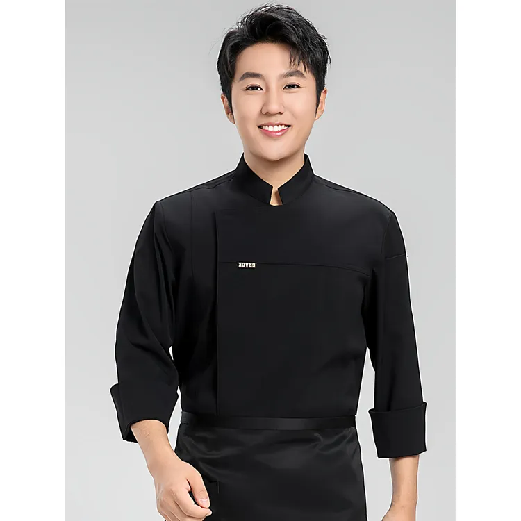 高端厨师工作服长袖秋冬餐厅食堂后厨房饭店面点西餐厅厨师服定制