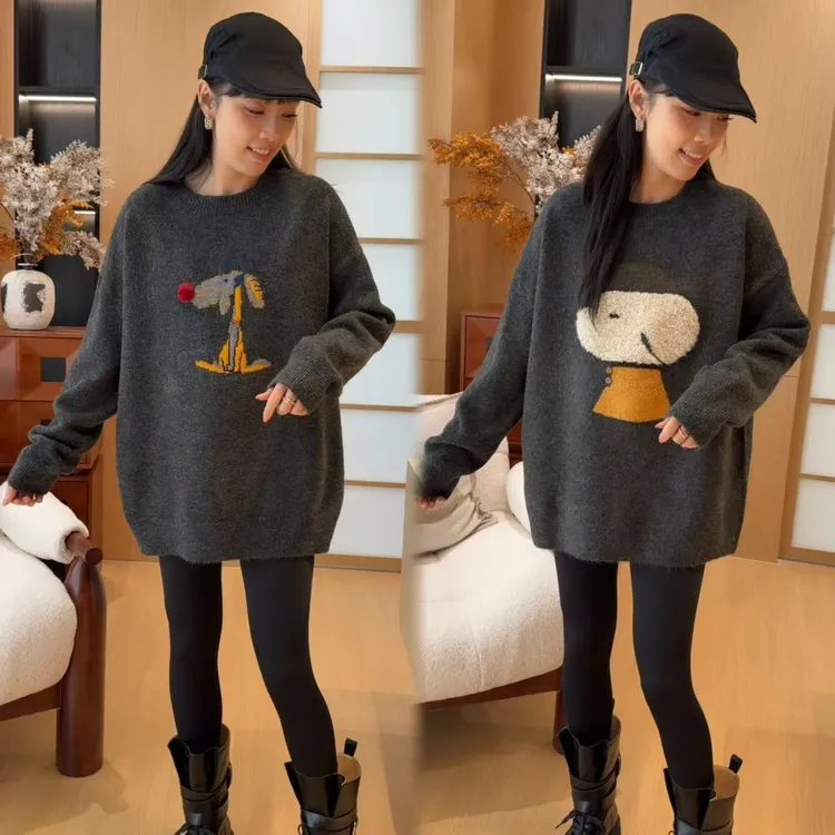 二姐的宝藏冬季新款休闲百搭卡通长袖毛衣#25472