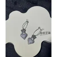 合金耳饰 满锆爱心皇冠耳钉ED373复古时尚轻奢精致百搭时尚