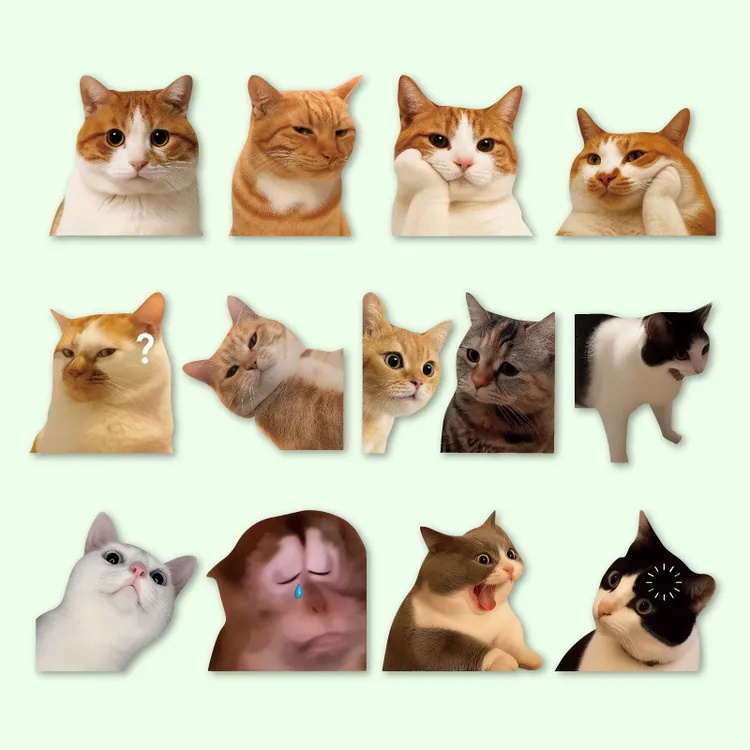 可爱搞笑迷因MEME猫咪表情个性创意车贴电动摩行李箱防水划痕贴纸