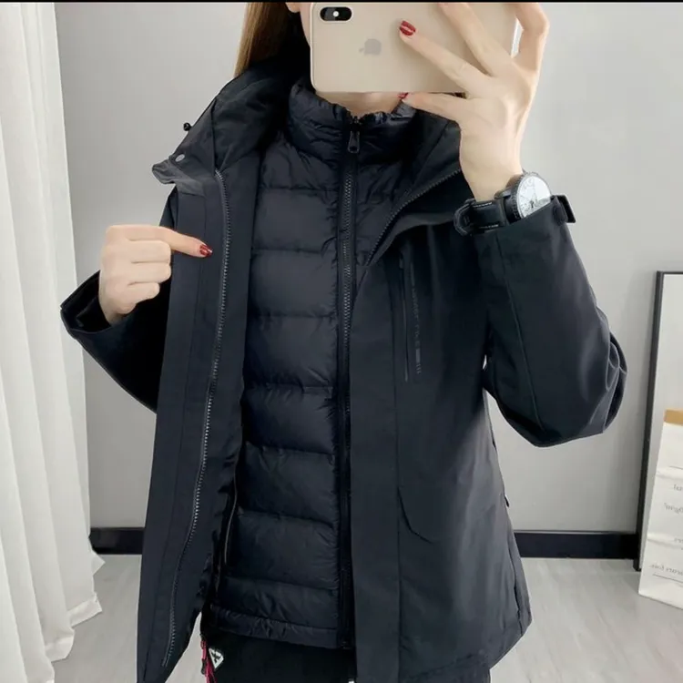 断码清2025羽三合一冲锋衣两件套可拆卸冬季情侣亲子装立领