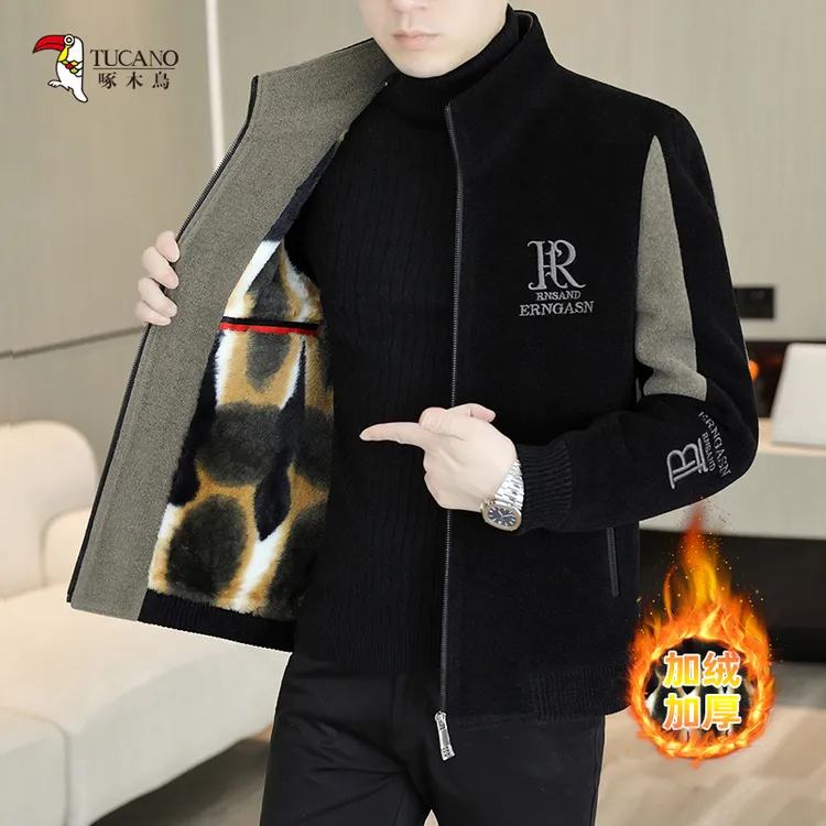 TUCANO/啄木鳥秋冬加绒时尚修身男士立领毛呢休闲加暖夹克2531