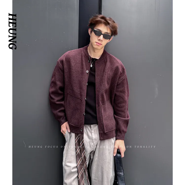HEUNG 秋冬高质量老钱风男士慵懒针织衫毛衣开衫外套休闲简约长袖