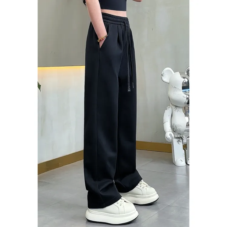 秋季新款男士重磅宽松直筒休闲裤简约时尚百搭运动卫裤直筒裤