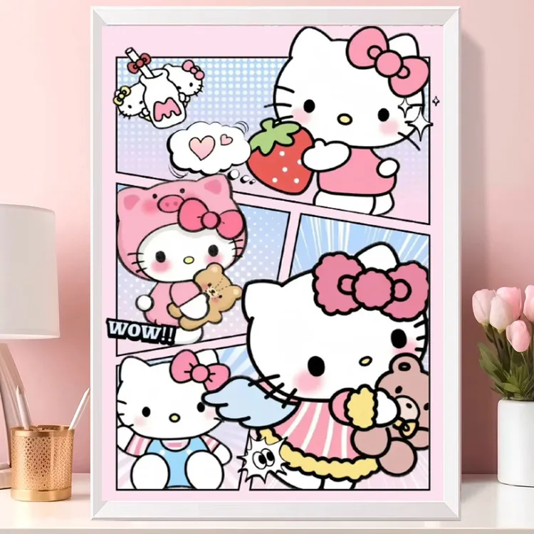 HelloKitty十字绣2025新款线绣客厅卧室简约可爱卡通KT猫手工刺绣