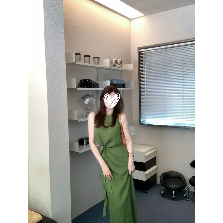 【现货】度假风绑带裙子女优雅气质显瘦背心长裙Q55连衣裙