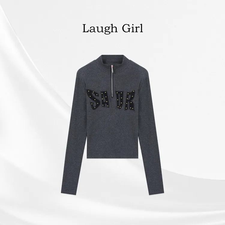 楚楚君 Laugh girl【字母青春】新款字母半拉链长袖打底CL531180J