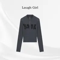 楚楚君 Laugh girl【字母青春】新款百搭字母拉链长袖打底CL531180J