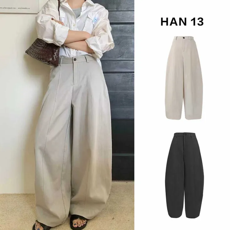 纯色休闲裤随意感复合时髦工装裤阔腿裤韩版长裤子女5002
