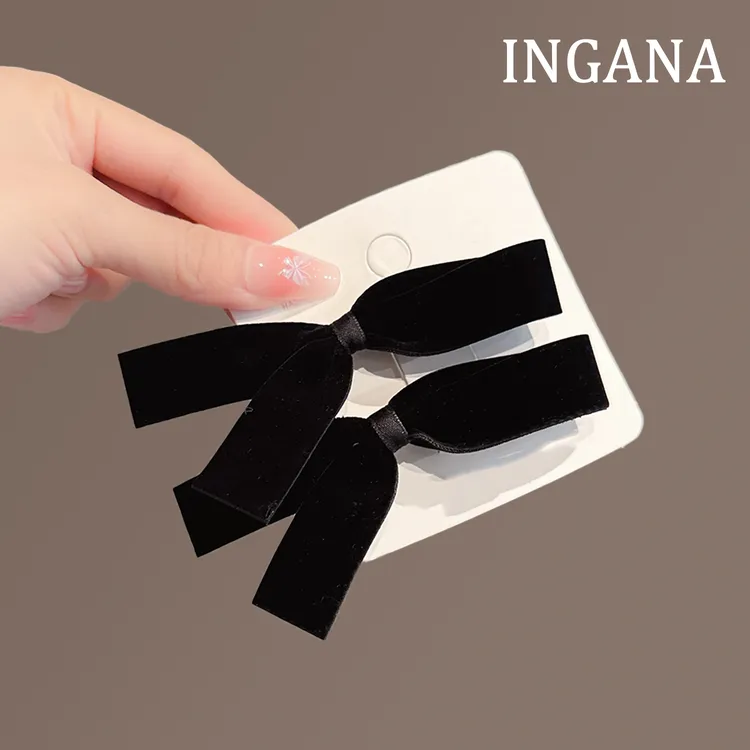 赵露思许我耀眼许妍同款氛围温柔丝绒蝴蝶结鸭嘴夹公主头刘海边夹