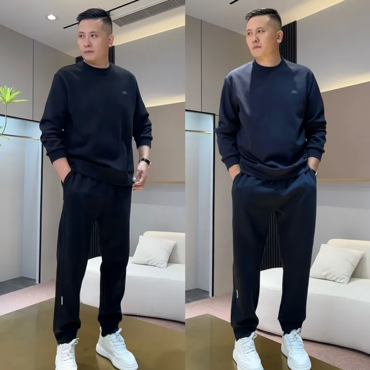 品至家秋季男士时尚休闲运动套装纯色高级圆领卫衣束脚卫裤两件套