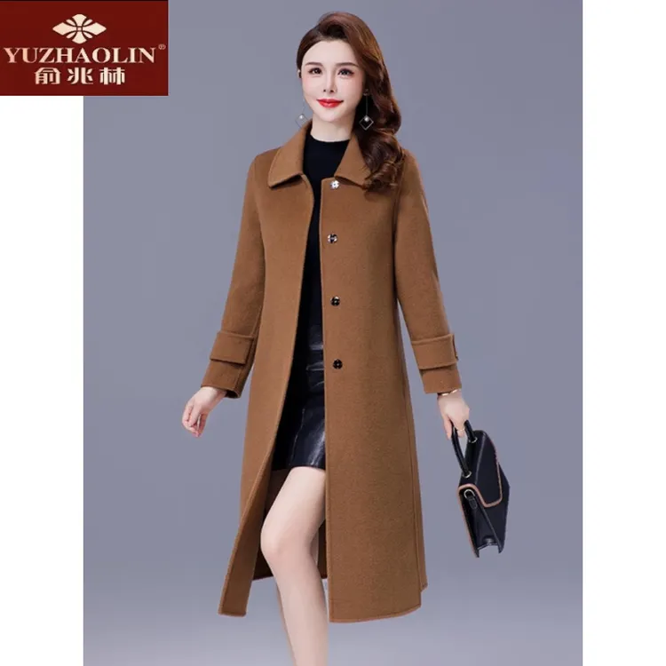 俞兆林双面大衣女中长款2025新秋冬气质修身显瘦年轻