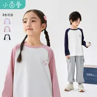 小茵曼长袖T恤休闲2025秋季新款印花圆领拼色套头上衣O3843116