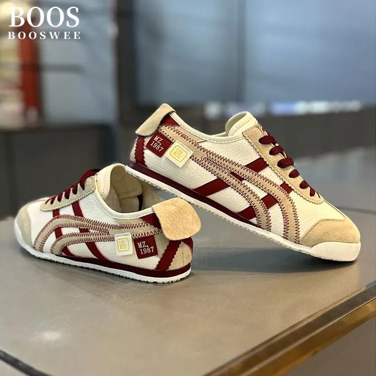 BOOS WEE2025秋季新款低帮皮面拼色阿甘潮鞋男士百搭低帮休闲板鞋