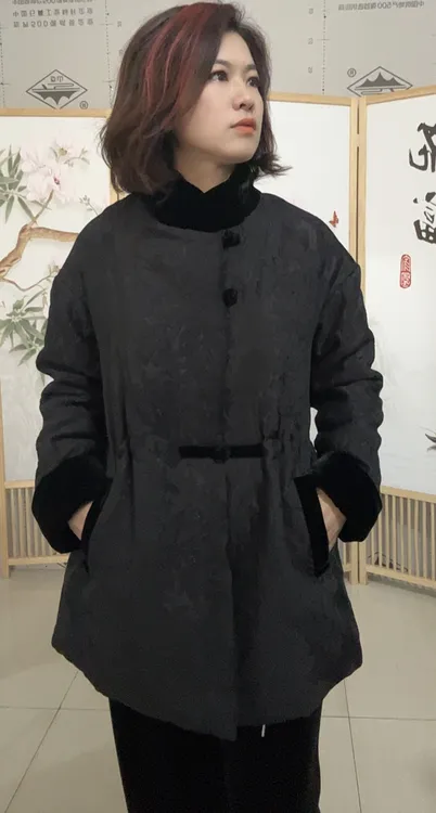 010【保暖修身型外套】加厚网红棉服常规中长款植绒ins女复古植绒