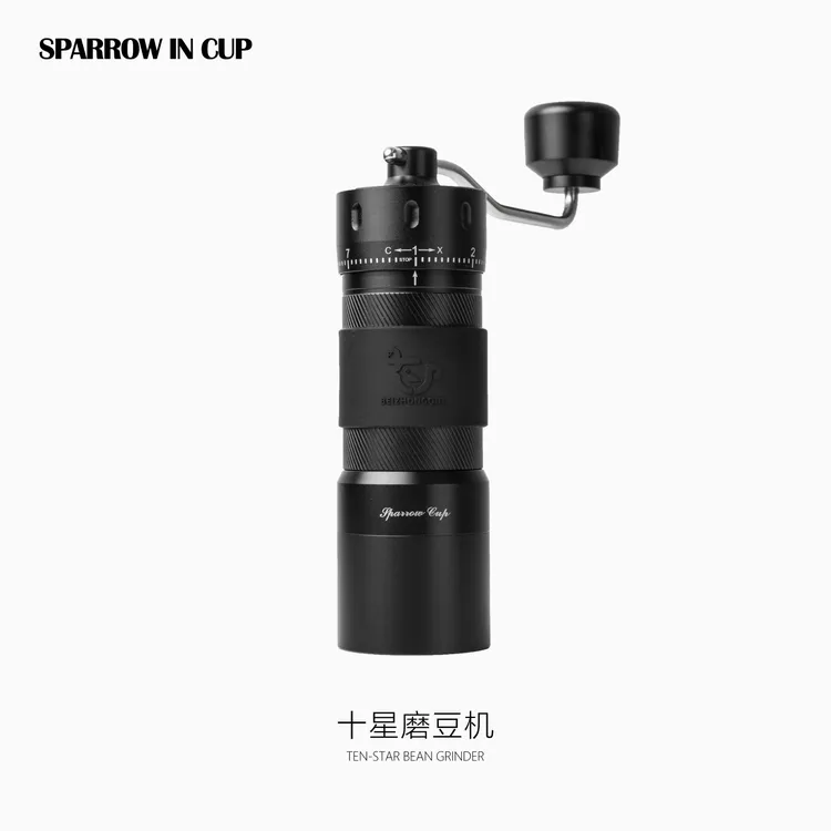 杯中雀十星镀钛鲨鱼齿手摇电动咖啡磨豆机手冲意式户外家用便携式