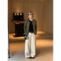 爱唯依（F）-阔腿裤！裤脚卷边休闲风百搭阔腿休闲裤（UMA20529#）UMA